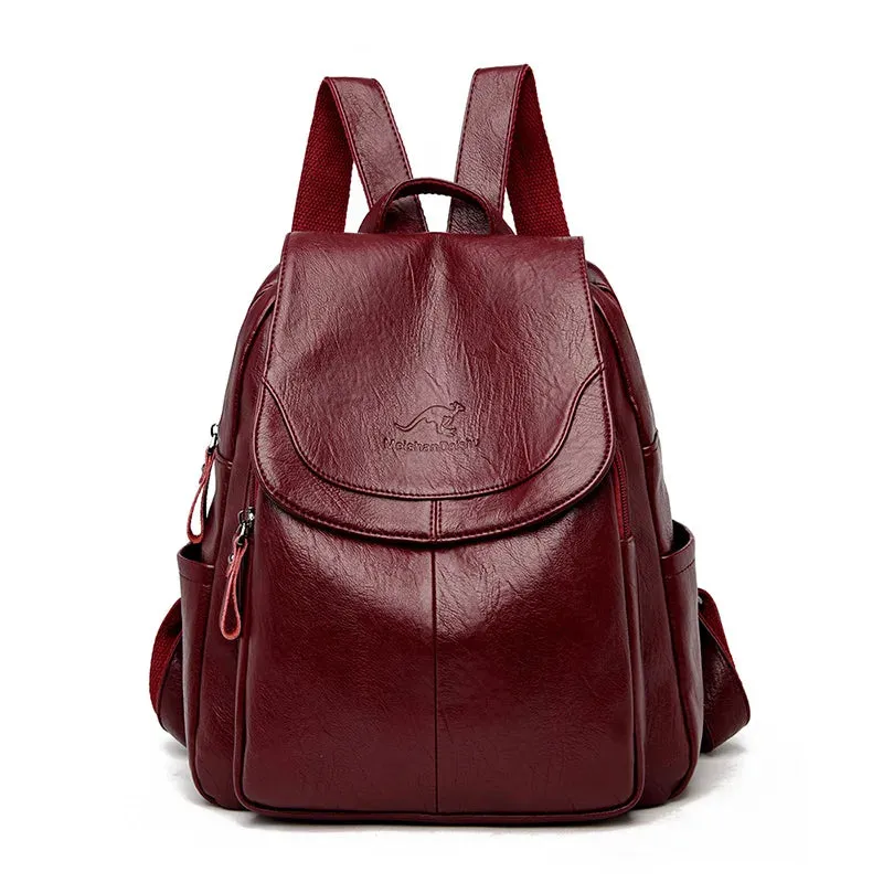 Sleek Urban Leather Backpack for Women