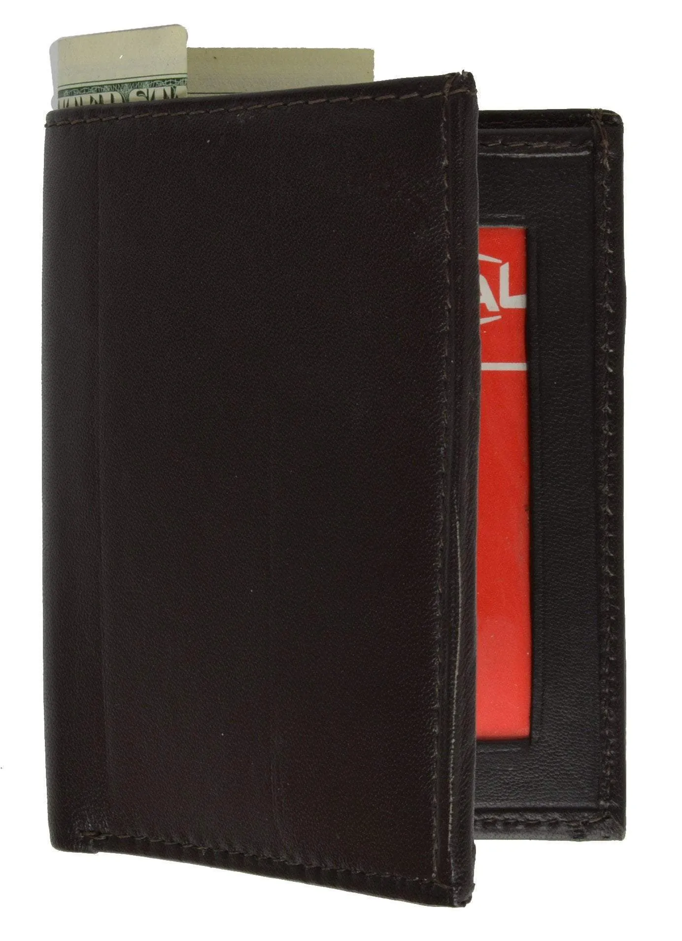 Slim Lambskin Leather Credit Card ID Mini Bifold Wallet 81