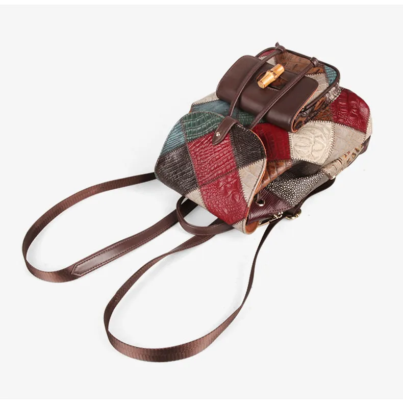 Small Ladies Boho Leather Backpack Purse Leather Rucksack For Women