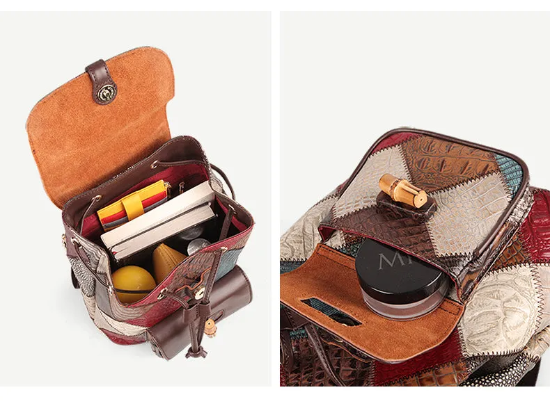 Small Ladies Boho Leather Backpack Purse Leather Rucksack For Women