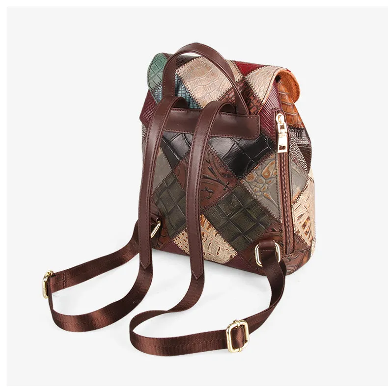 Small Ladies Boho Leather Backpack Purse Leather Rucksack For Women