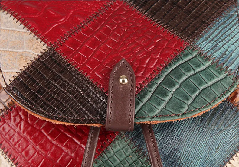Small Ladies Boho Leather Backpack Purse Leather Rucksack For Women