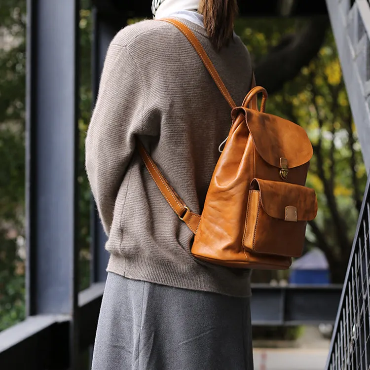 Small Ladies Leather Rucksack Leather Backpack Purse Bag For Women