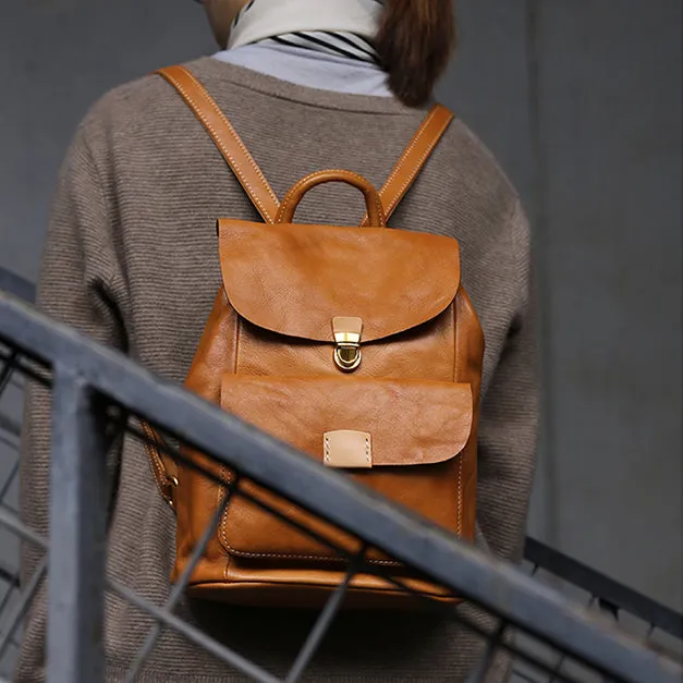 Small Ladies Leather Rucksack Leather Backpack Purse Bag For Women
