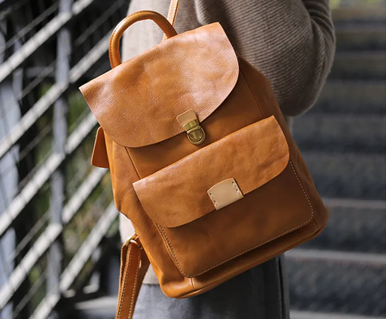 Small Ladies Leather Rucksack Leather Backpack Purse Bag For Women