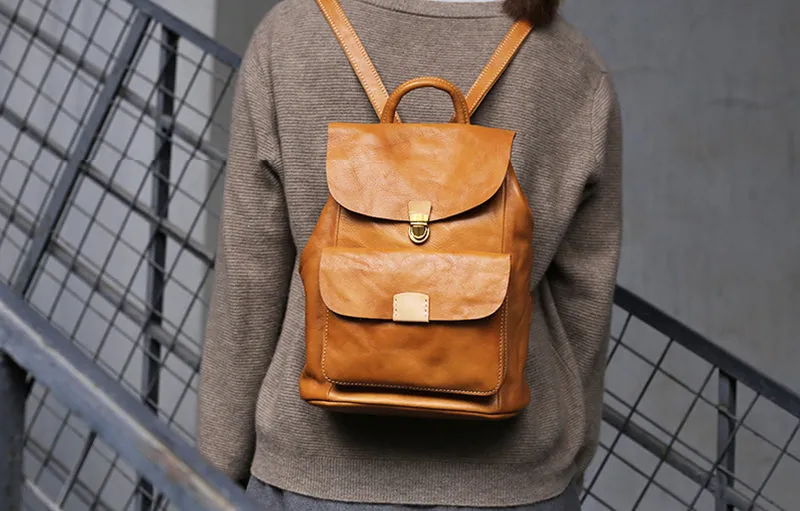 Small Ladies Leather Rucksack Leather Backpack Purse Bag For Women