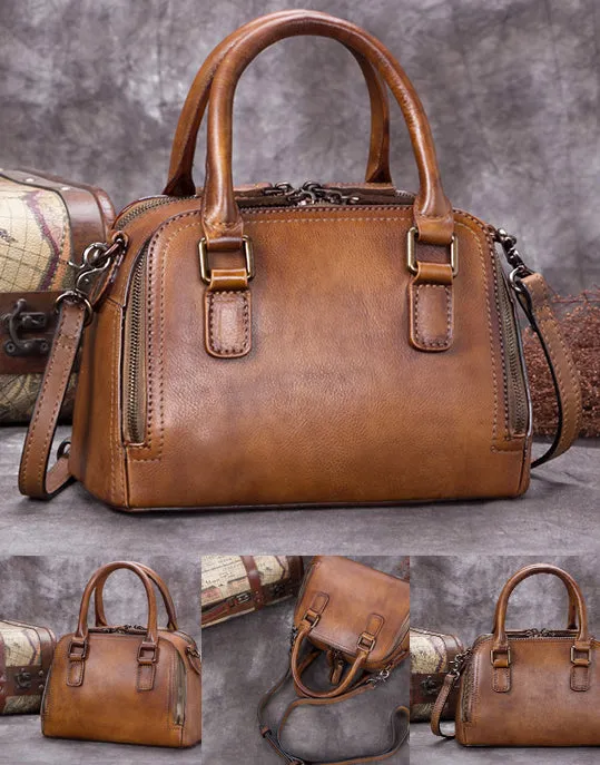 Small Womens Full Grain Leather Handbags Leather Crossbody Purse For Women