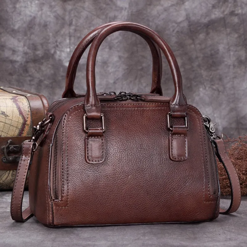Small Womens Full Grain Leather Handbags Leather Crossbody Purse For Women