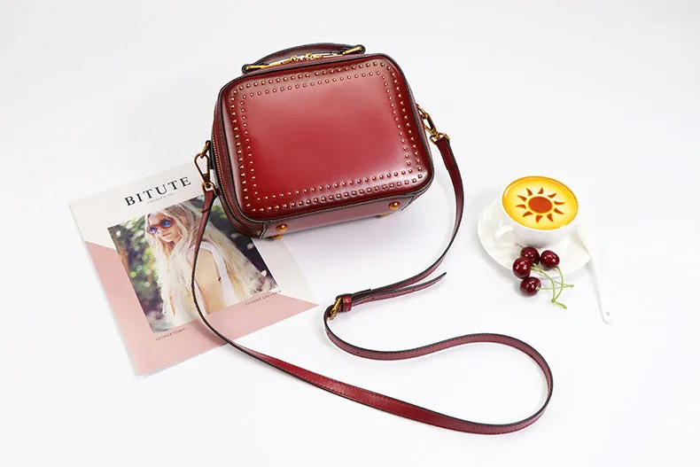 Small Womens Squar Leather Crossbody Purse Shoulder Handbags For Women