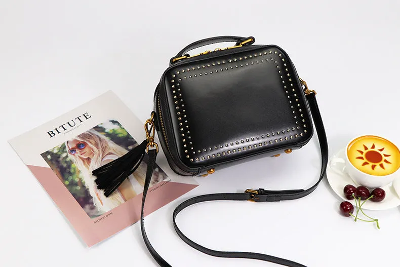 Small Womens Squar Leather Crossbody Purse Shoulder Handbags For Women