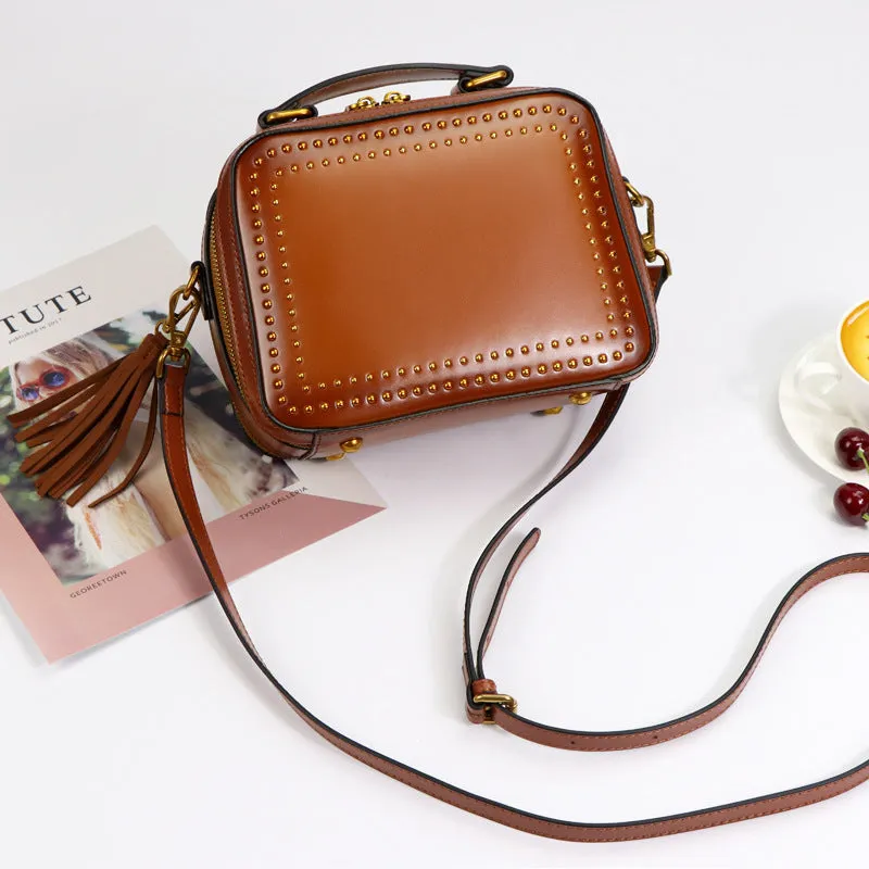 Small Womens Squar Leather Crossbody Purse Shoulder Handbags For Women