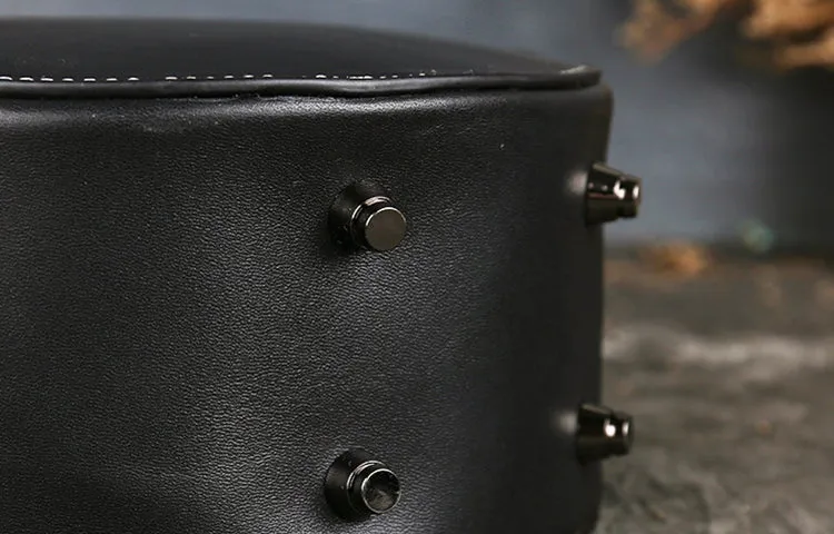 Small Womens Tooled Leather Circle Bag Round Leather Crossbody Bag For Women