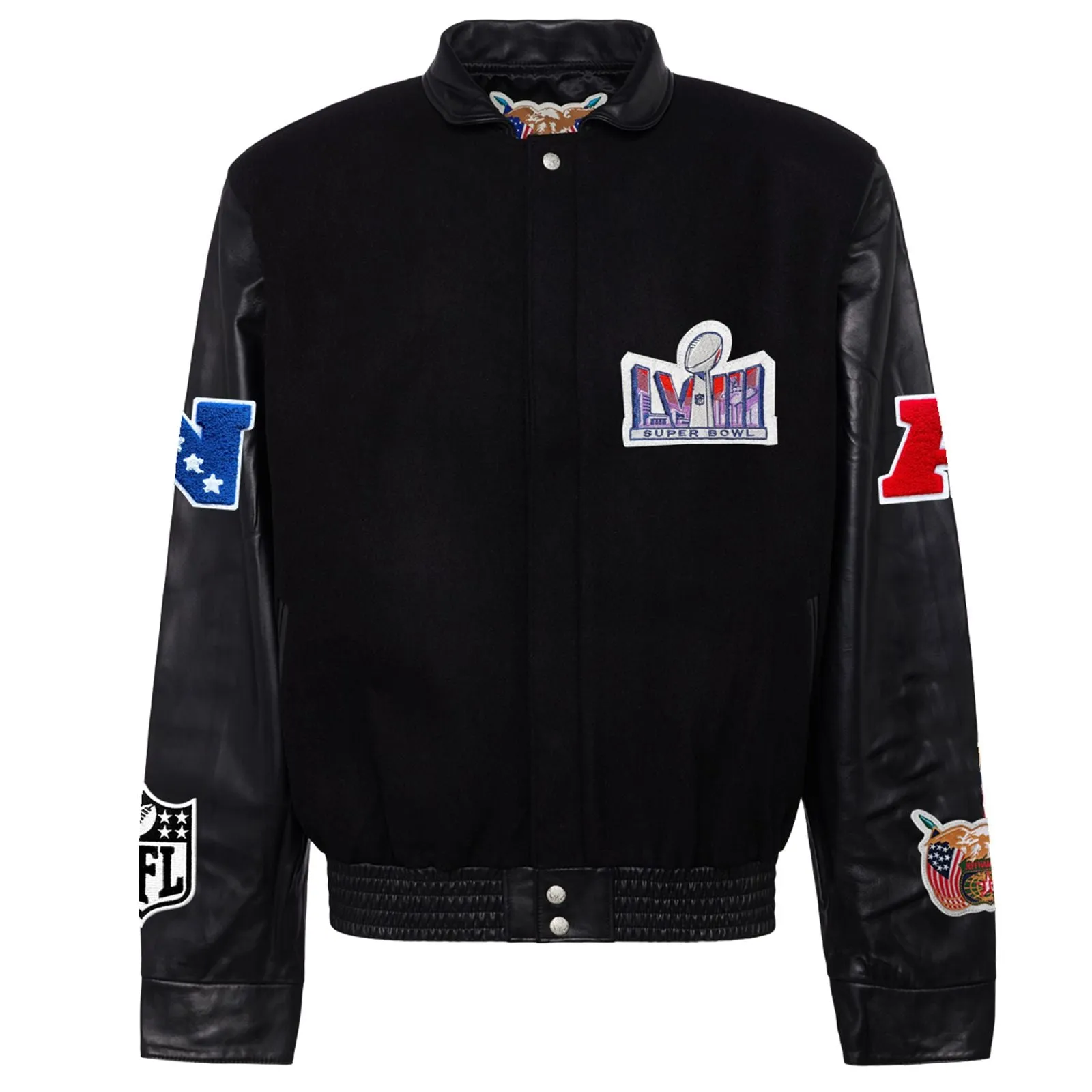 SUPER BOWL 2024 WOOL & LEATHER VARSITY JACKET Black/Black