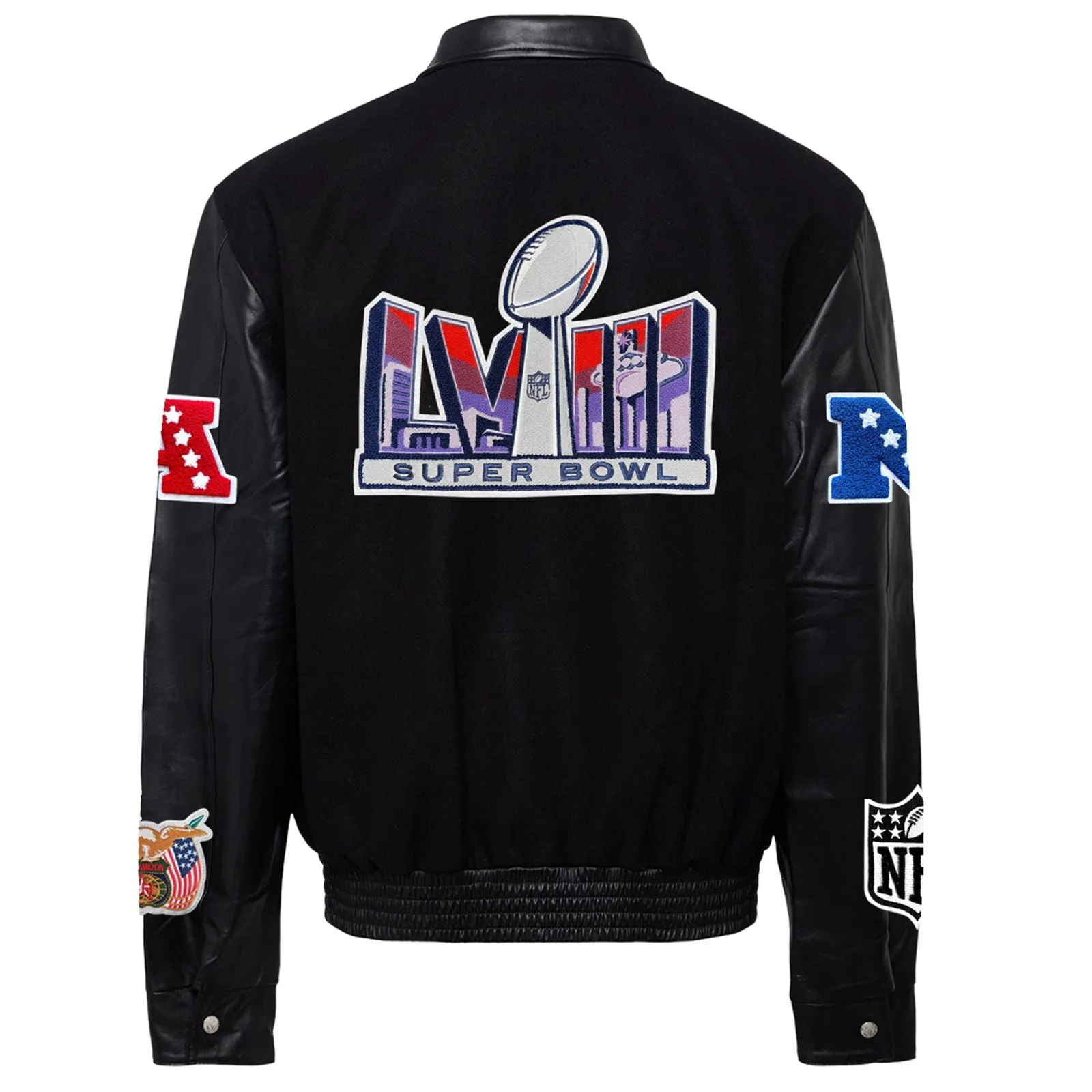 SUPER BOWL 2024 WOOL & LEATHER VARSITY JACKET Black/Black