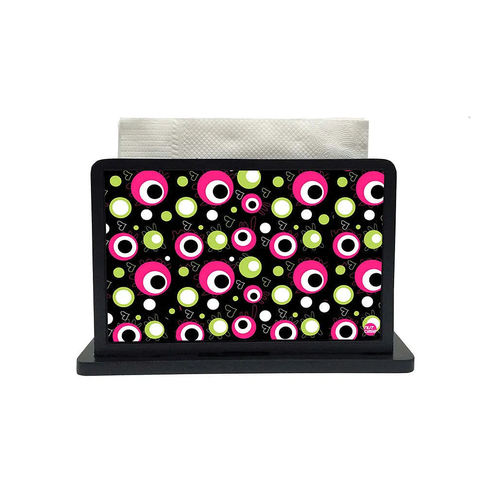 Tissue Holder Paper Napkin Stand - Black And Pink Circles