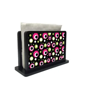 Tissue Holder Paper Napkin Stand - Black And Pink Circles