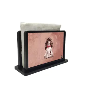 Tissue Holder Paper Napkin Stand - Black White Cocker Spaniel