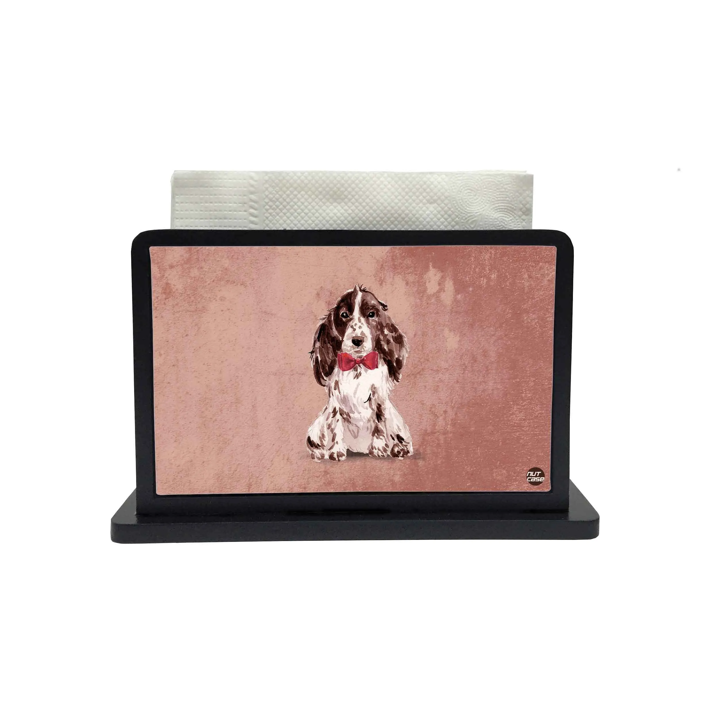 Tissue Holder Paper Napkin Stand - Black White Cocker Spaniel
