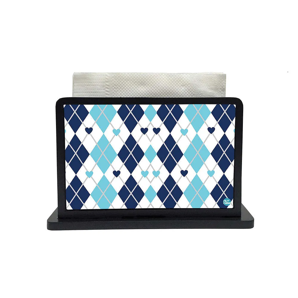 Tissue Holder Paper Napkin Stand - Blue Diamonds