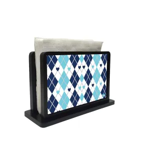 Tissue Holder Paper Napkin Stand - Blue Diamonds