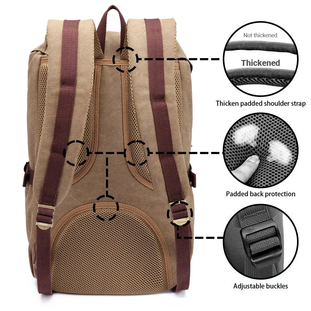 Travel Laptop Backpack, Outdoor Rucksack, School backpack Fits 15.6"(Canvas Brown)