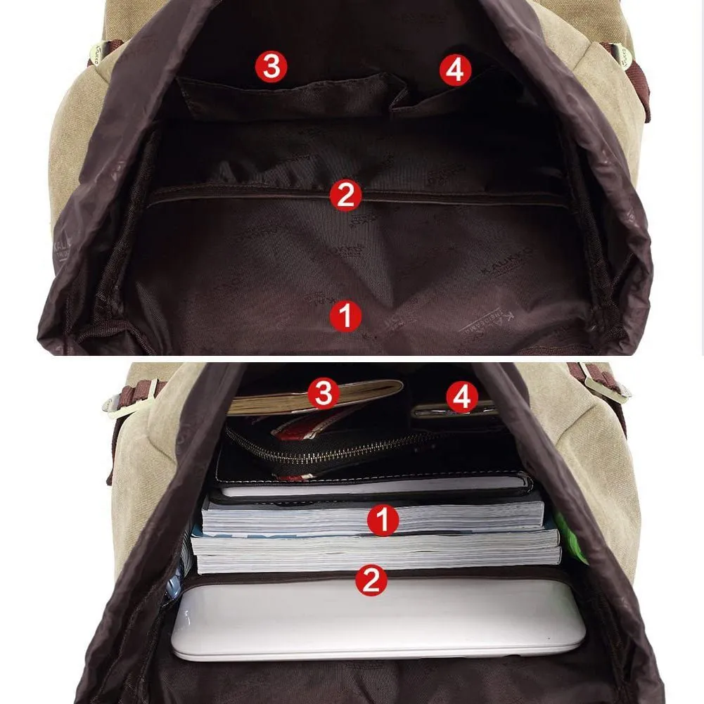 Travel Laptop Backpack, Outdoor Rucksack, School backpack Fits 15.6"(Canvas Brown)