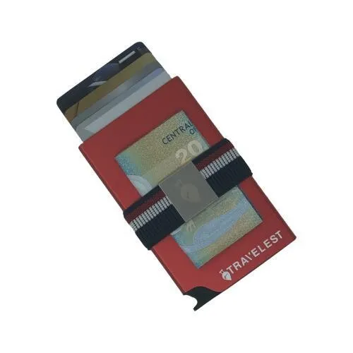 Travelest Rfid Blocking Pop Up Aluminum Card Holder With Money Holder