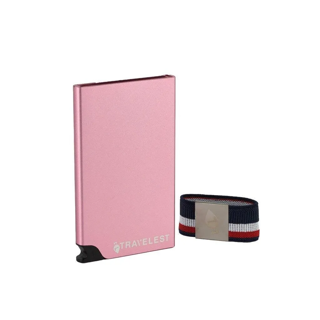 Travelest Rfid Blocking Pop Up Aluminum Card Holder With Money Holder
