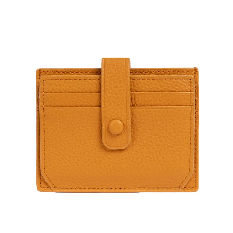 Unisex cowhide leather card holder with buckle