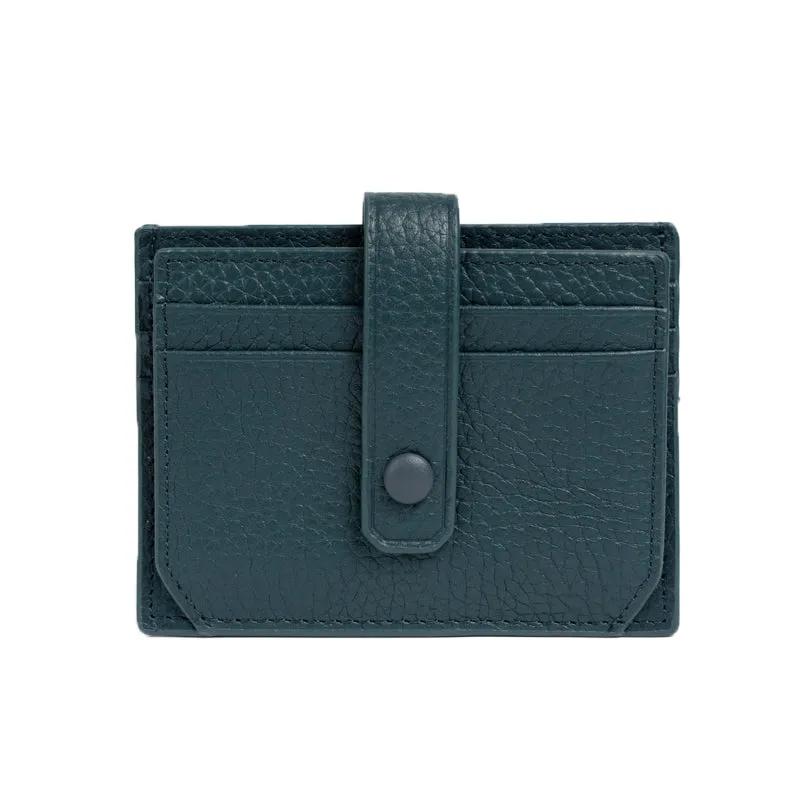 Unisex cowhide leather card holder with buckle