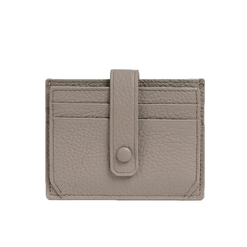 Unisex cowhide leather card holder with buckle