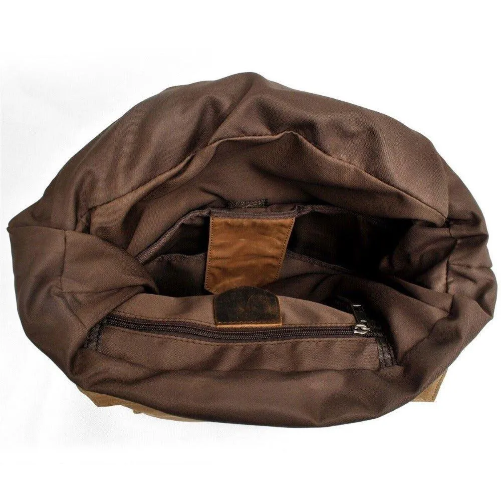 Vintage Canvas Backpack Rucksack Roll Top-Dark Grey