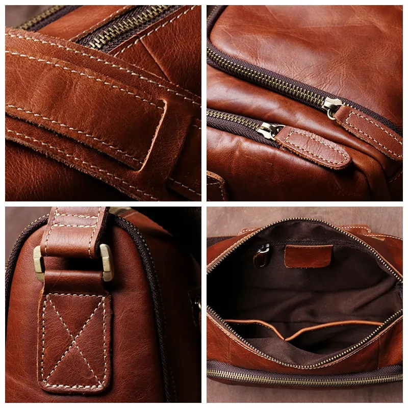 Vintage Crazy Horse Leather bag Original Handmade Postman Bag Leather Cross Body Bag Casual Shoulder Bag Message Bag
