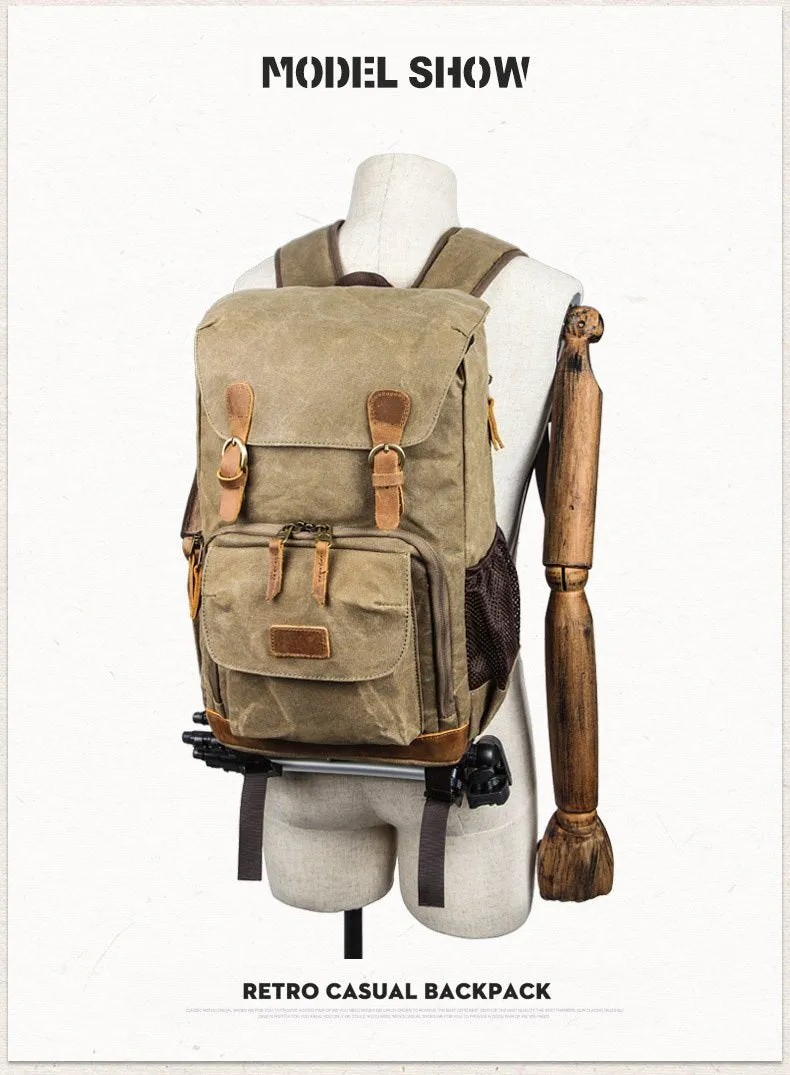 Vintage Outdoor Waterproof Camera Bag Backpack