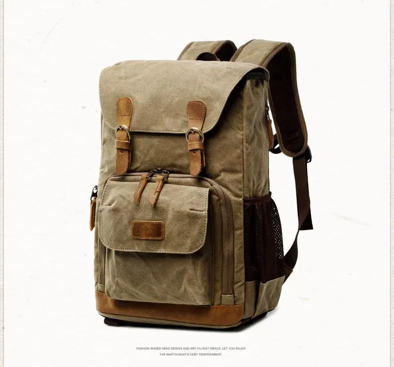 Vintage Outdoor Waterproof Camera Bag Backpack