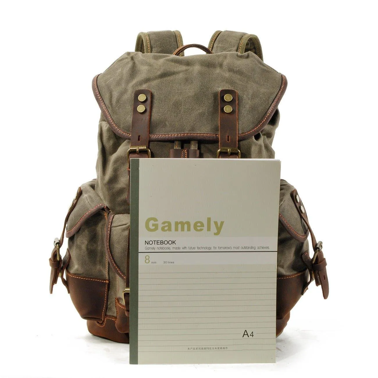 Vintage Waxed Canvas Backpack Waterproof for Men-Coffee