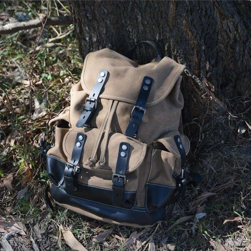 Vintage Waxed Canvas Backpack Waterproof for Men-Coffee