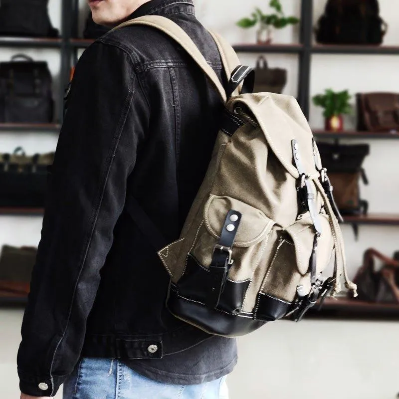 Vintage Waxed Canvas Backpack Waterproof for Men-Coffee
