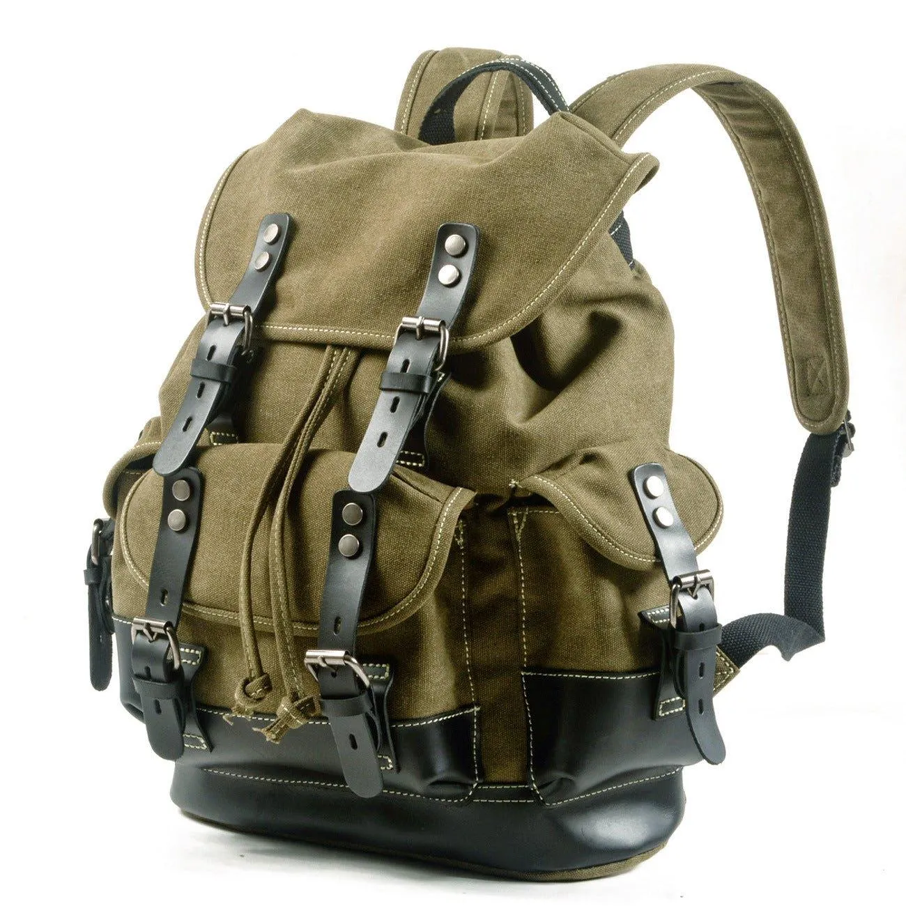 Vintage Waxed Canvas Backpack Waterproof for Men-Coffee