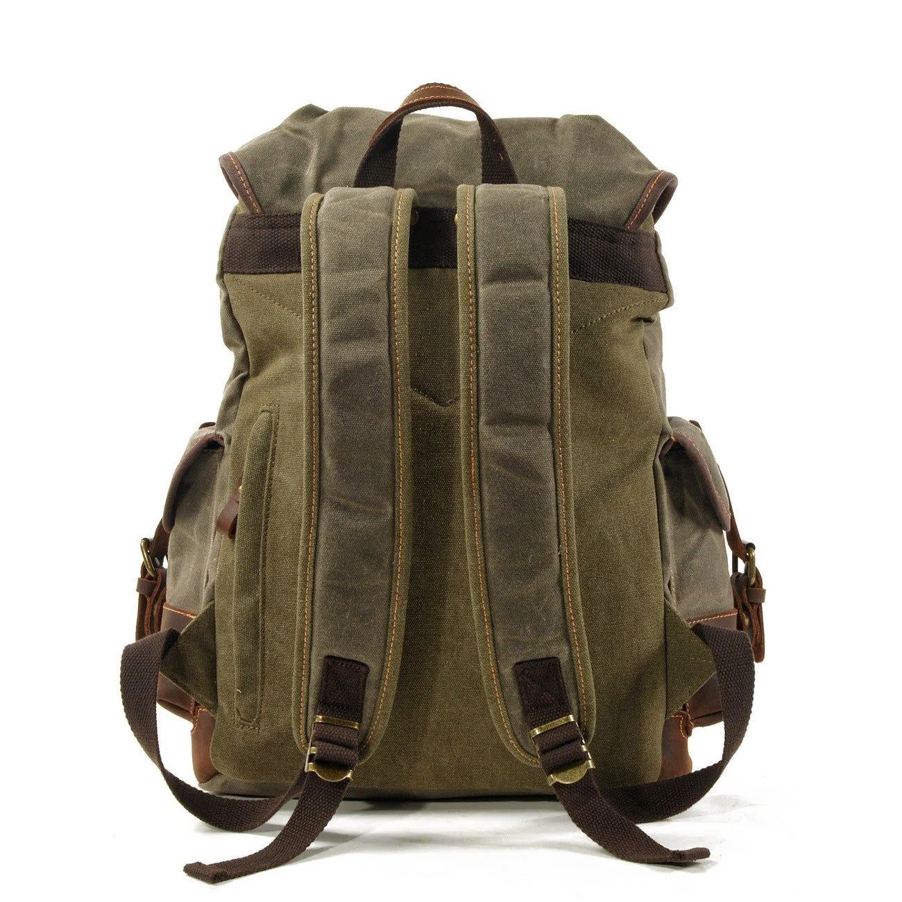 Vintage Waxed Canvas Backpack Waterproof for Men-Coffee
