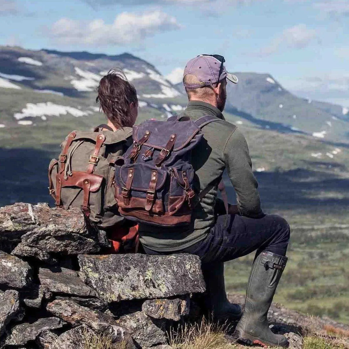 Vintage Waxed Canvas Backpack Waterproof for Men-Coffee