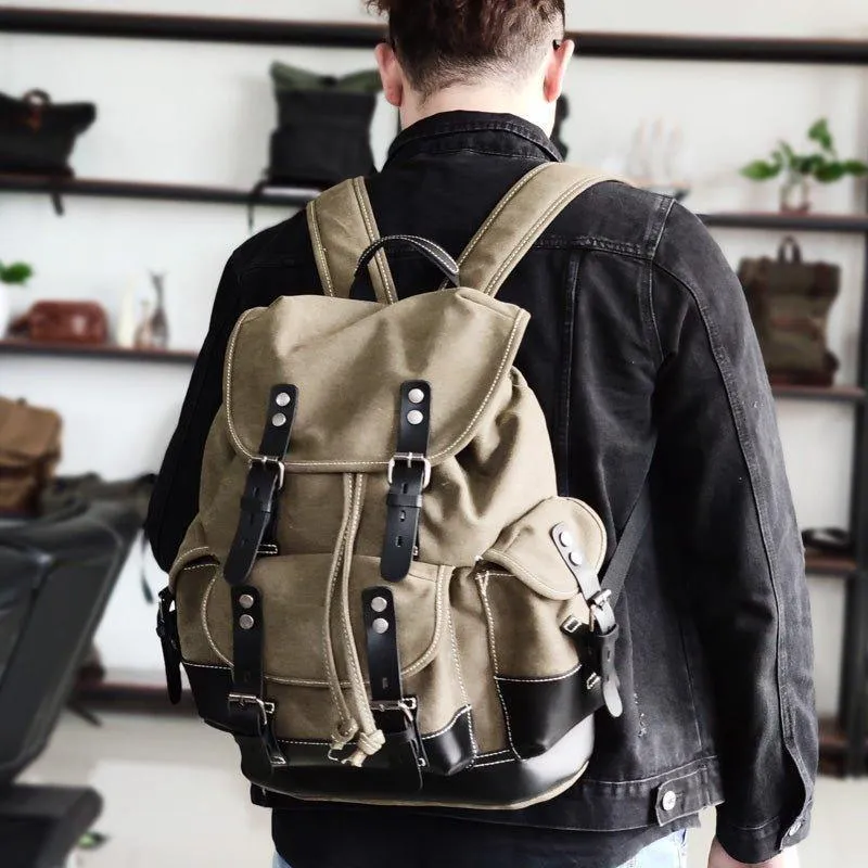 Vintage Waxed Canvas Backpack Waterproof for Men-Coffee
