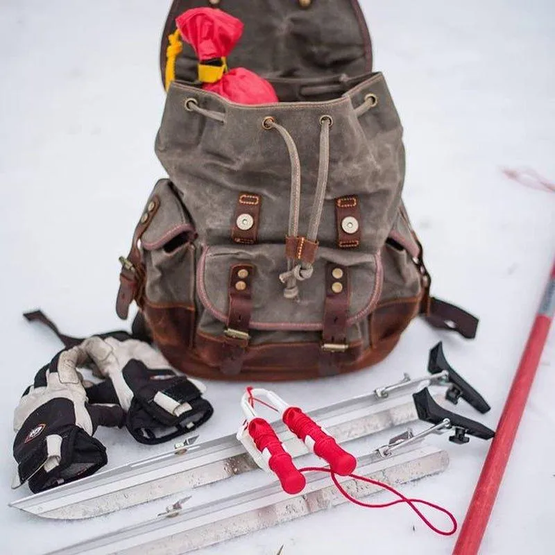 Vintage Waxed Canvas Backpack Waterproof for Men-Coffee