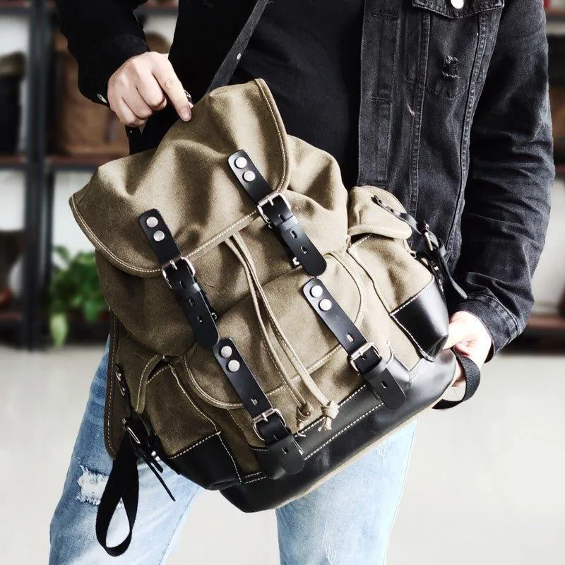 Vintage Waxed Canvas Backpack Waterproof for Men-Coffee