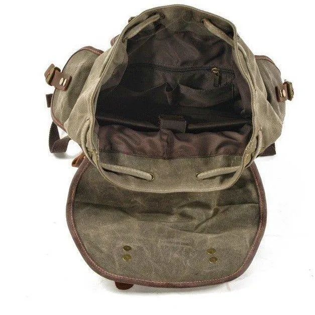 Vintage Waxed Canvas Backpack Waterproof for Men-Coffee