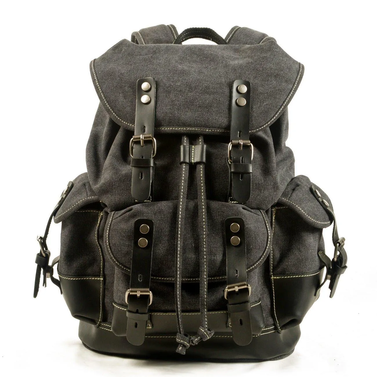 Vintage Waxed Canvas Backpack Waterproof for Men-Coffee