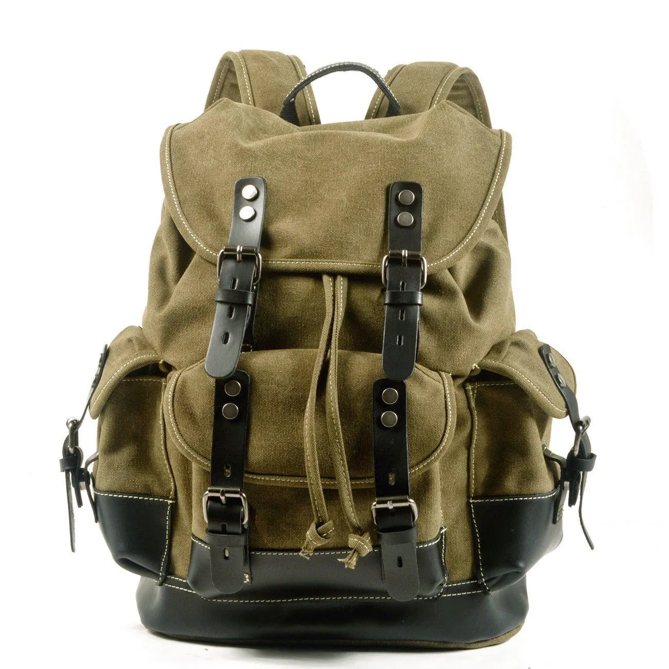 Vintage Waxed Canvas Backpack Waterproof for Men-Coffee