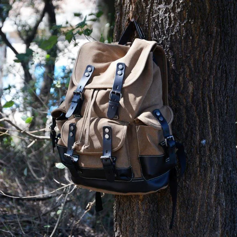Vintage Waxed Canvas Backpack Waterproof for Men-Coffee