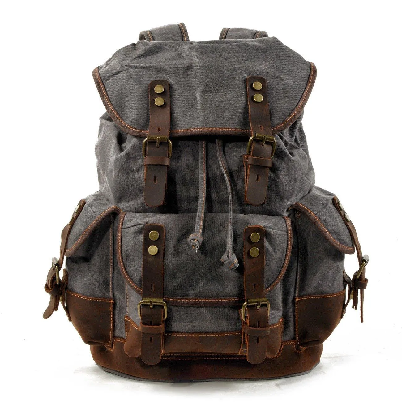 Vintage Waxed Canvas Backpack Waterproof for Men-Coffee
