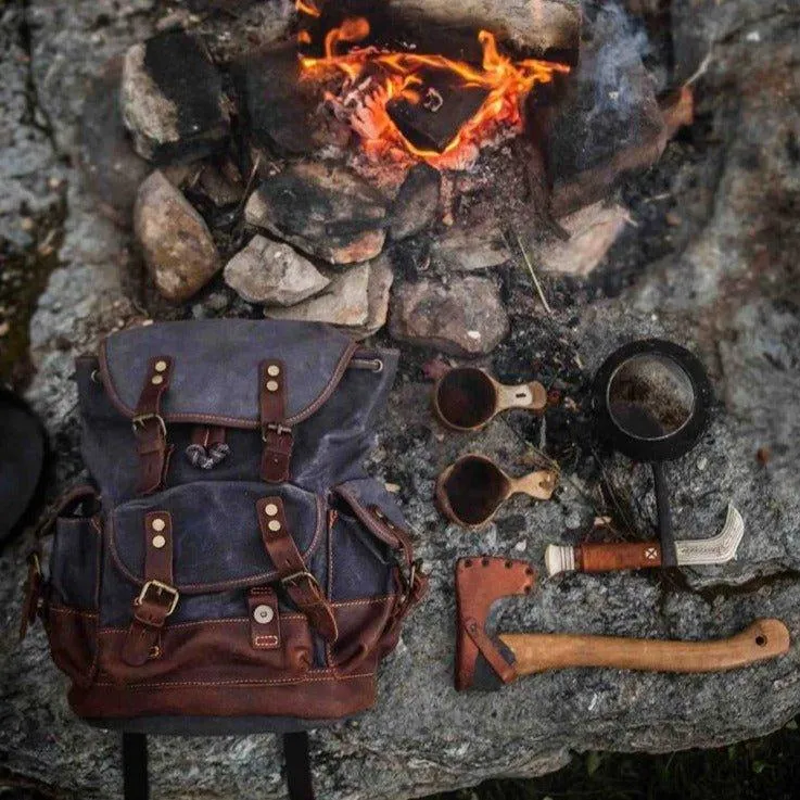 Vintage Waxed Canvas Backpack Waterproof for Men-Coffee